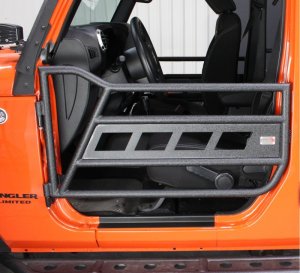 Jeep Wrangler Rubicon Tube Doors - Front - Fishbone Offroad - FB24023 - Black - `07-`18
